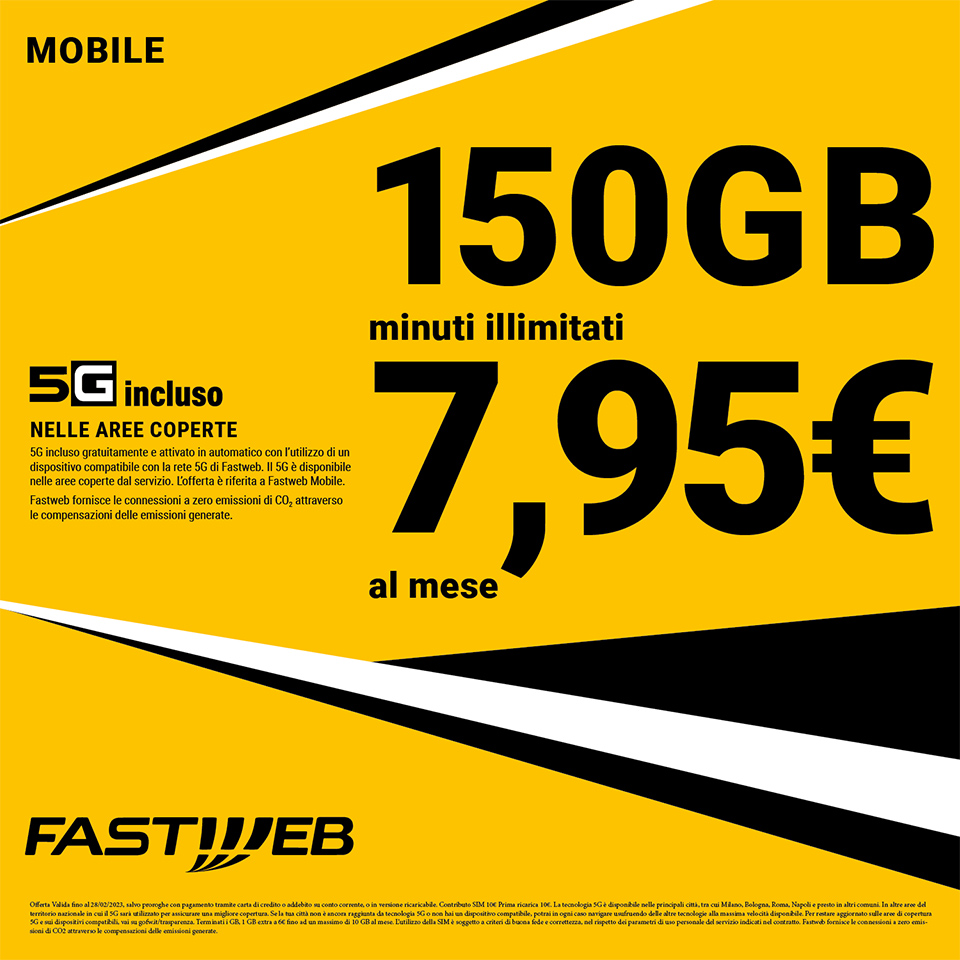 Fastweb mobile promo febbraio 2023